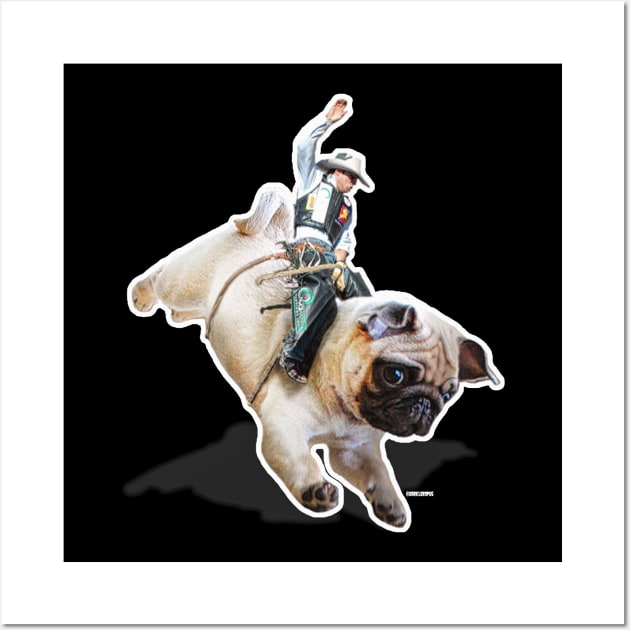 Pug Riding Wall Art by darklordpug